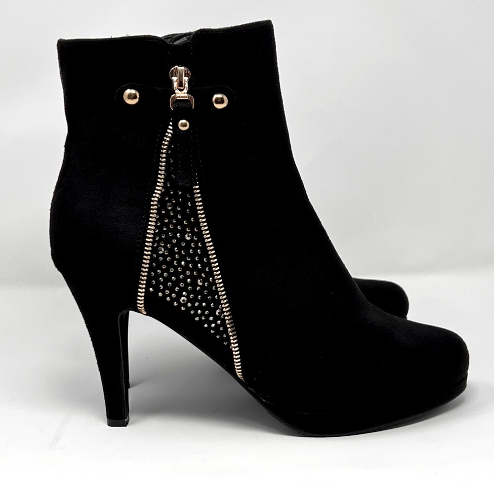 Women Winter Booties Warm Lining High Heel Stilettos Side Zip Ankle Boots US10.5